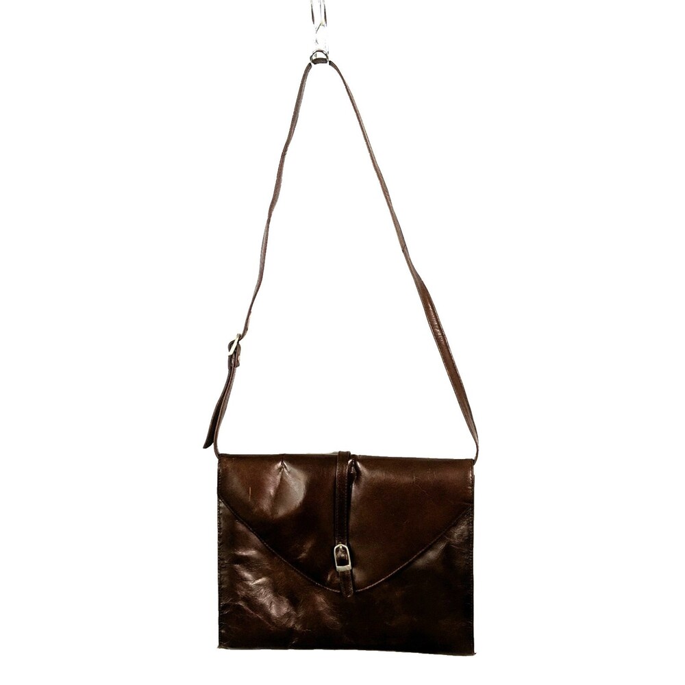 Sorpresa Envelope Bag Brown Leather Vintage Removable Strap Clutch Purse 12 x 10